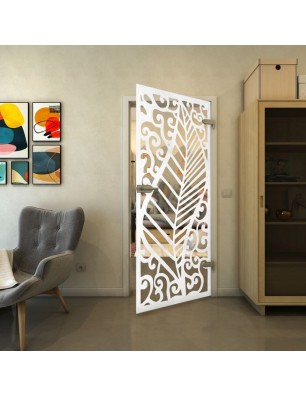 Ganzglastür - Fineprint Model 173 Weiss auf Klarglas