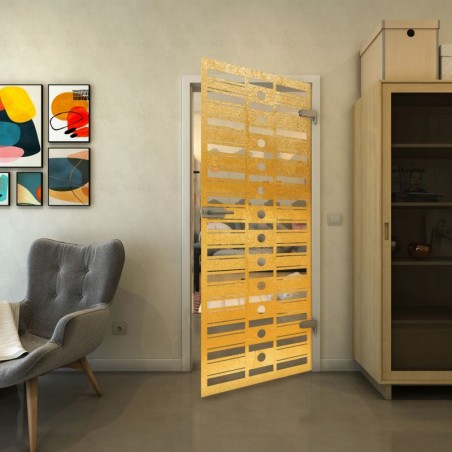 Ganzglastür - Fineprint Model 174 Gold auf Klarglas