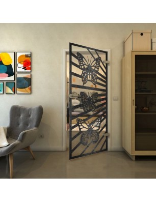 Ganzglastür - Fineprint Model 176 Schwarz auf Klarglas