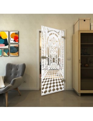 Ganzglastür - Fineprint Model 181 Weiss auf Klarglas