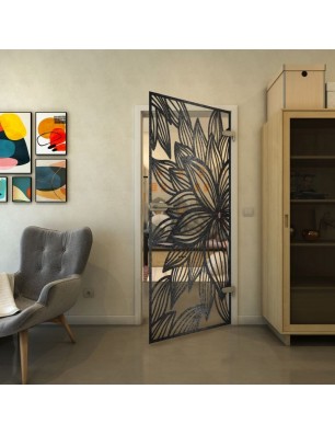 Ganzglastür - Fineprint Model 184 Schwarz auf Klarglas