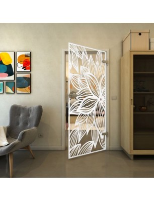 Ganzglastür - Fineprint Model 184 Weiss auf Klarglas