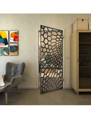 Ganzglastür - Fineprint Model 186 Schwarz auf Klarglas