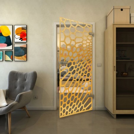 Ganzglastür - Fineprint Model 186 Gold auf Klarglas