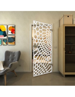 Ganzglastür - Fineprint Model 186 Weiss auf Klarglas