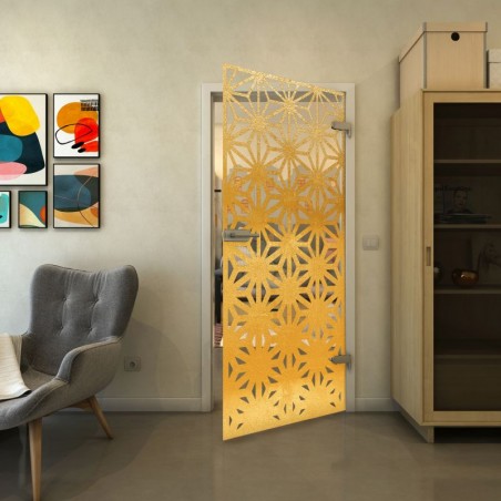 Ganzglastür - Fineprint Model 187 Gold auf Klarglas