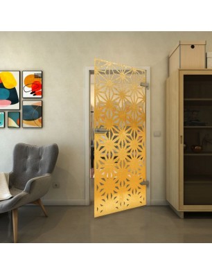 Ganzglastür - Fineprint Model 187 Gold auf Klarglas