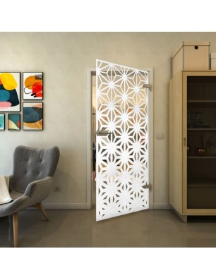 Ganzglastür - Fineprint Model 187 Weiss auf Klarglas