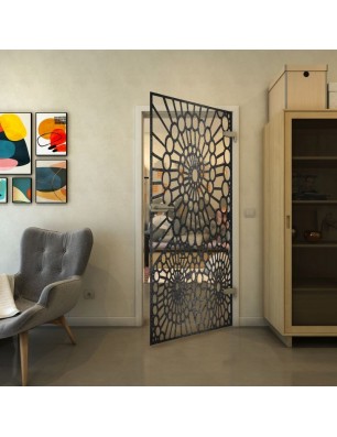 Ganzglastür - Fineprint Model 188 Schwarz auf Klarglas