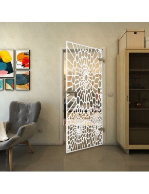 Ganzglastür - Fineprint Model 188 Weiss auf Klarglas