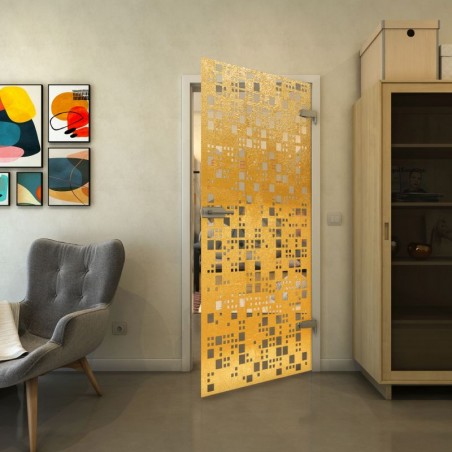 Ganzglastür - Fineprint Model 190 Gold auf Klarglas