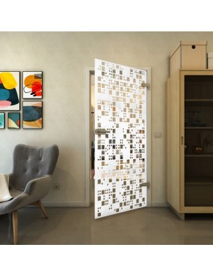 Ganzglastür - Fineprint Model 190 Weiss auf Klarglas