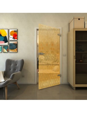Ganzglastür - Fineprint Model 193 Gold auf Klarglas
