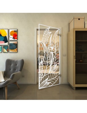 Ganzglastür - Fineprint Model 195 Weiss auf Klarglas