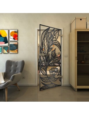 Ganzglastür - Fineprint Model 196 Schwarz auf Klarglas