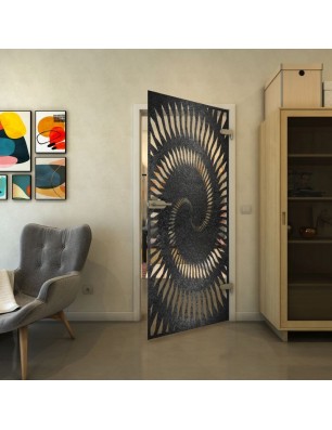 Ganzglastür - Fineprint Model 197 Schwarz auf Klarglas