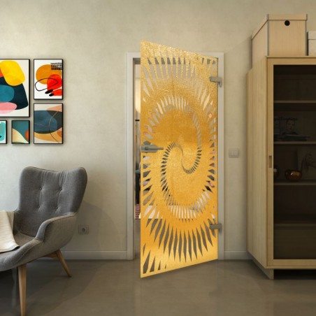 Ganzglastür - Fineprint Model 197 Gold auf Klarglas