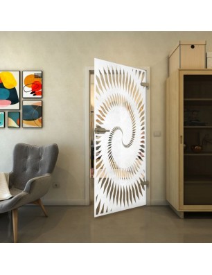 Ganzglastür - Fineprint Model 197 Weiss auf Klarglas