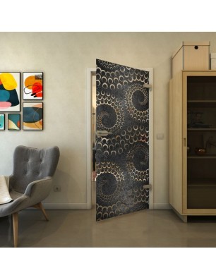 Ganzglastür - Fineprint Model 198 Schwarz auf Klarglas