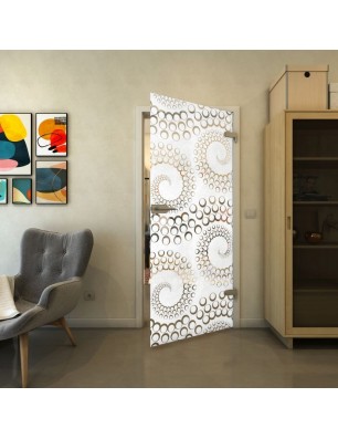 Ganzglastür - Fineprint Model 198 Weiss auf Klarglas