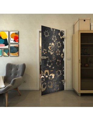 Ganzglastür - Fineprint Model 199 Schwarz auf Klarglas