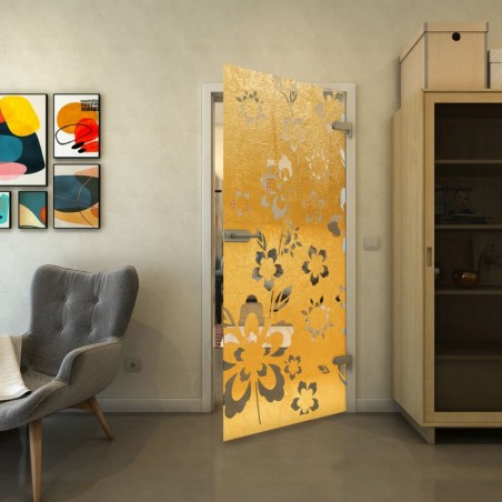 Ganzglastür - Fineprint Model 199 Gold auf Klarglas