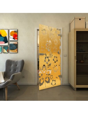 Ganzglastür - Fineprint Model 199 Gold auf Klarglas