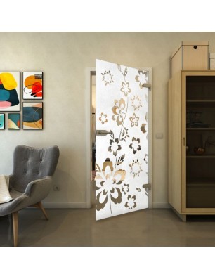 Ganzglastür - Fineprint Model 199 Weiss auf Klarglas