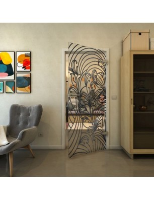 Ganzglastür - Fineprint Model 200 Schwarz auf Klarglas