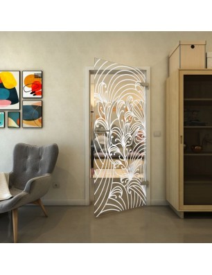 Ganzglastür - Fineprint Model 200 Weiss auf Klarglas