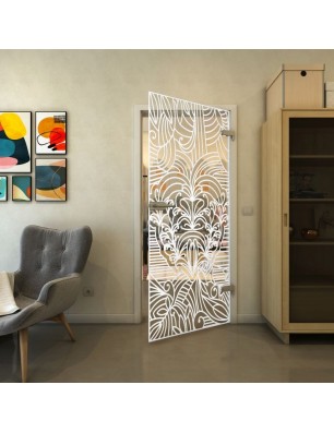 Ganzglastür - Fineprint Model 201 Weiss auf Klarglas