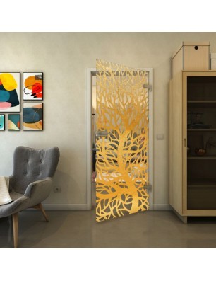 Ganzglastür - Fineprint Model 202 Gold auf Klarglas