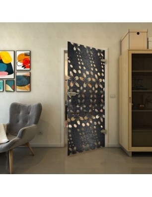 Ganzglastür - Fineprint Model 203 Schwarz auf Klarglas