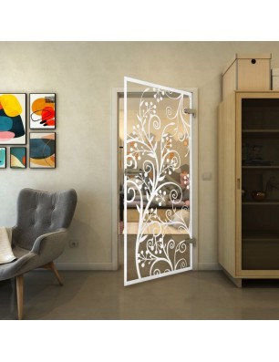 Ganzglastür - Fineprint Model 204 Weiss auf Klarglas