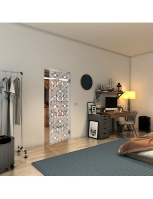 Pendeltür - Fineprint Model 005 Weiss auf Klarglas