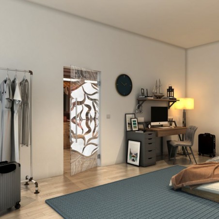 Pendeltür - Fineprint Model 031 Weiss auf Klarglas