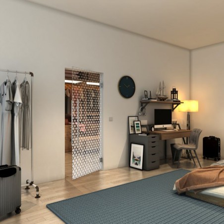 Pendeltür - Fineprint Model 038 Weiss auf Klarglas