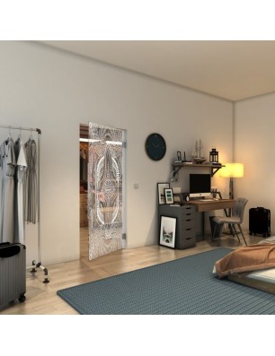 Pendeltür - Fineprint Model 048 Weiss auf Klarglas