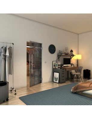 Pendeltür - Fineprint Model 050 Schwarz auf Klarglas