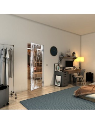 Pendeltür - Fineprint Model 061 Weiss auf Klarglas