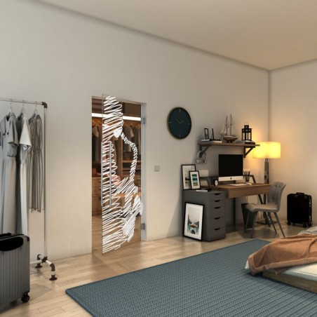 Pendeltür - Fineprint Model 106 Weiss auf Klarglas