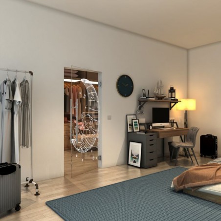 Pendeltür - Fineprint Model 113 Weiss auf Klarglas