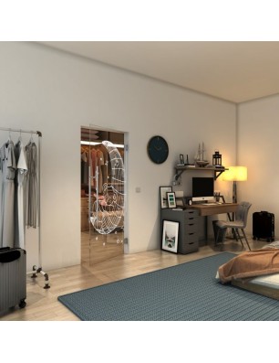 Pendeltür - Fineprint Model 113 Weiss auf Klarglas