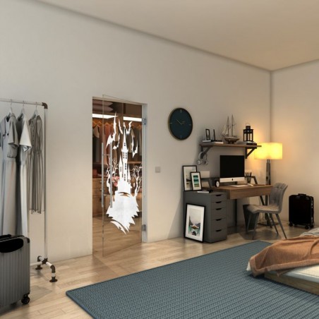 Pendeltür - Fineprint Model 114 Weiss auf Klarglas