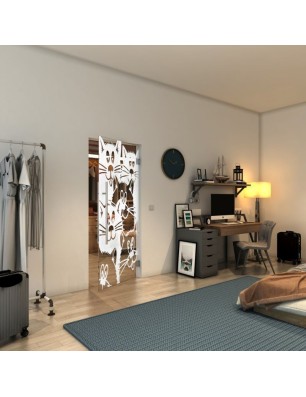 Pendeltür - Fineprint Model 115 Weiss auf Klarglas