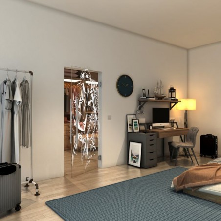 Pendeltür - Fineprint Model 116 Weiss auf Klarglas