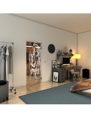 Pendeltür - Fineprint Model 116 Weiss auf Klarglas