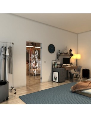 Pendeltür - Fineprint Model 118 Weiss auf Klarglas