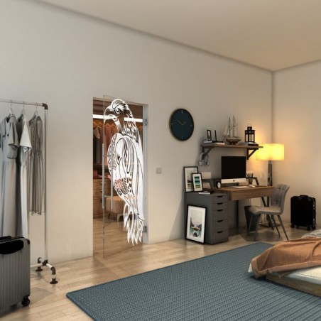 Pendeltür - Fineprint Model 122 Weiss auf Klarglas