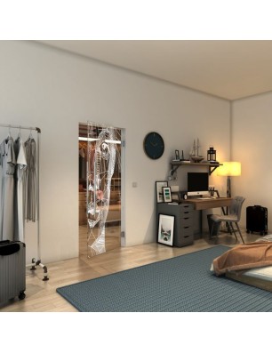 Pendeltür - Fineprint Model 123 Weiss auf Klarglas